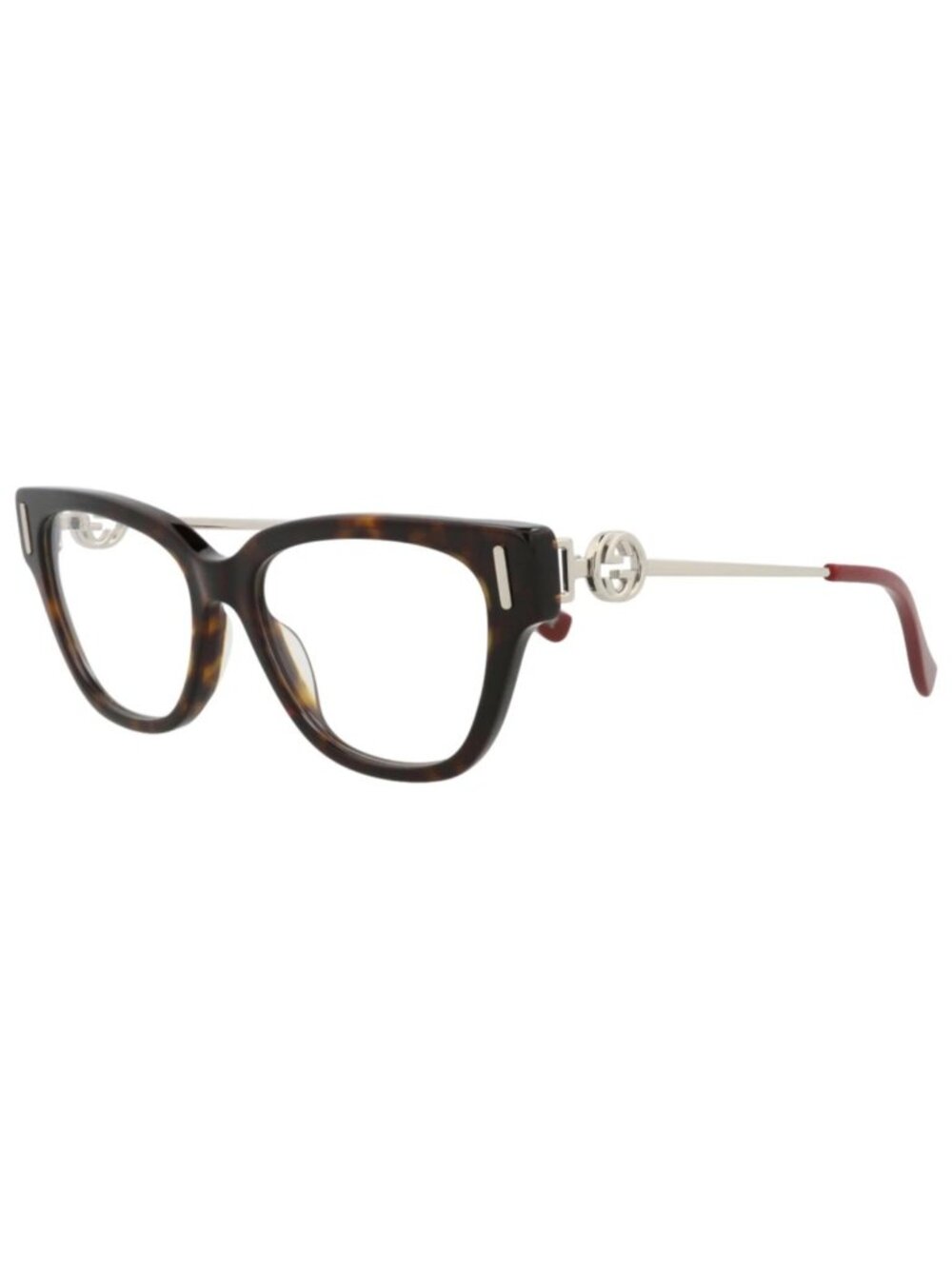 New Gucci Women's Eyeglasses Square Rectangle Acetate Frame Havana Silver